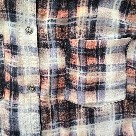 Evil Twin Grunge Boho Plaid High-Low Tunic Blouse – Size Small - Picture 5 of 8